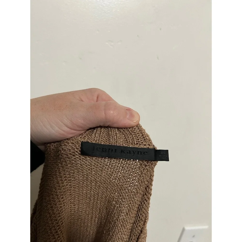 Jenni Kayne Linen Dylan‎ Sweater Blend V Neck Sweater Brown xs